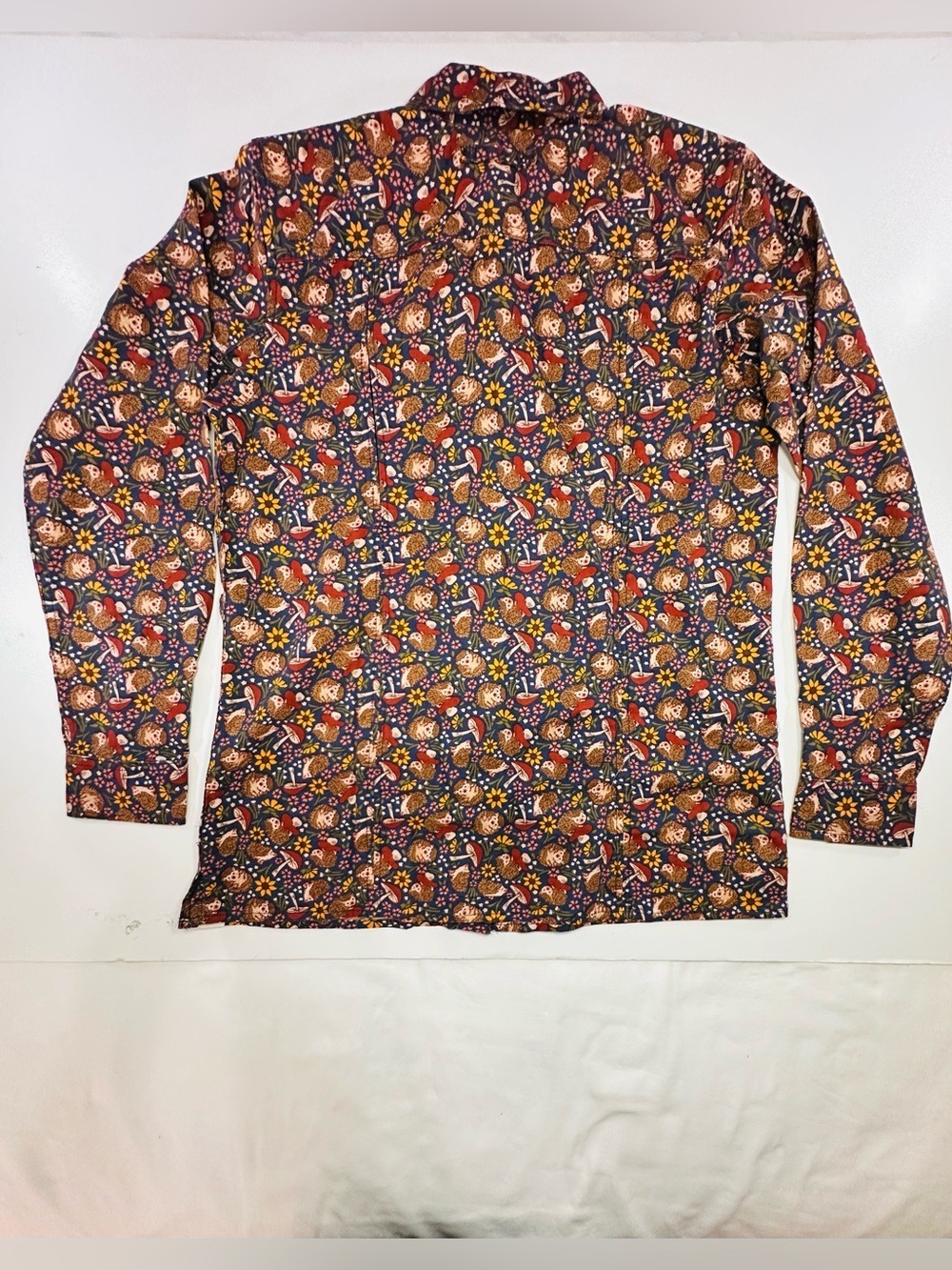 Duluth Trading Free Swingin Flannel Hedgehog Mushroom Cottagecore Woodland Small - Picture 4 of 16